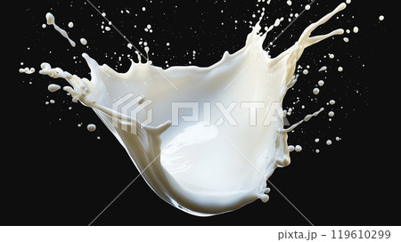 "黒い背景に宙に舞うスプラッシュな牛乳のクローズアップ." "黒い背景に宙に舞うスプラッシュな牛乳のクローズアップ." 119610299