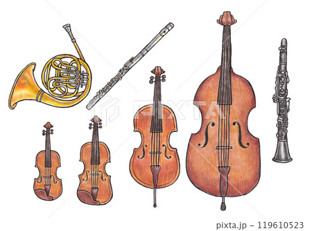 手描きの楽器イラスト 119610523