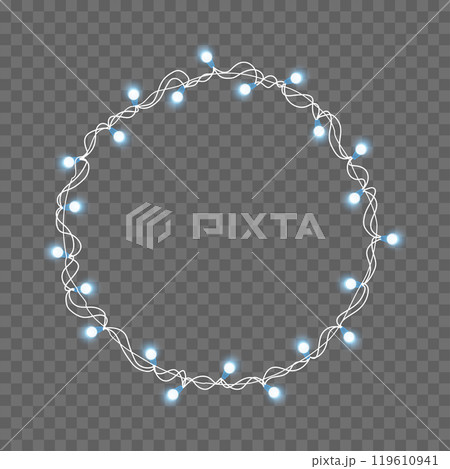 Colorful Christmas Lights Garland Circle for Holiday Decoration Vector 119610941