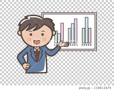 一位男性商人在演講中解釋要點的插圖_2 一位男性商人在演講中解釋要點的插圖_2 119611074