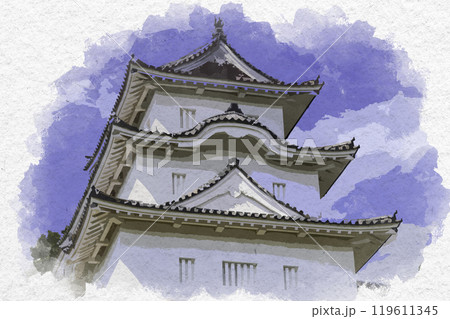 水彩画風　明石城　坤櫓　兵庫県明石市 119611345