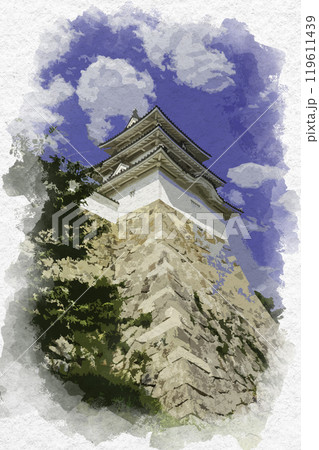 水彩画風　明石城　巽櫓　兵庫県明石市 119611439