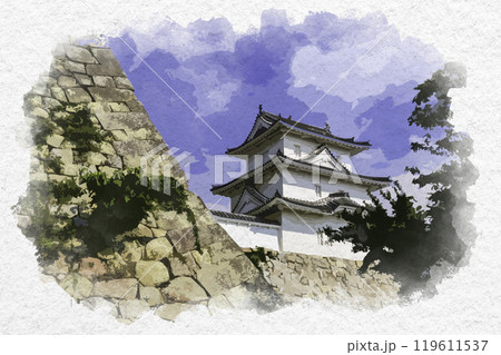 水彩画風　明石城　坤櫓　兵庫県明石市 119611537