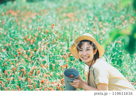ストロベリーキャンドルのお花摘み ストロベリーキャンドルのお花摘み 119611616