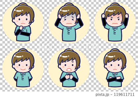 児童支援員の女性のポーズセット_05 119611711