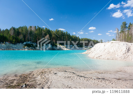 Abandoned white clay quarry 119611888