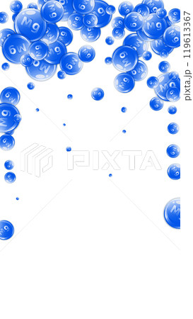 Magnesium round capsules scattered randomly. Beauty treatment and nutrition skin care. Essential vitamins vector illustration. Healthy life concept. 119613367