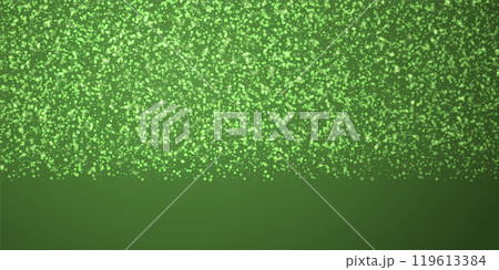 Beautiful snowfall christmas background. Subtle flying snow flakes and stars on christmas green background. Beautiful snowfall overlay template. Wide vector illustration. 119613384