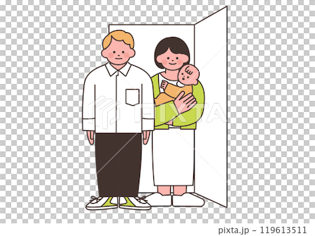 一對年輕夫婦搬到新房子的插圖 119613511