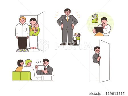 不動産購入や借入について考えている人物のセット 119613515