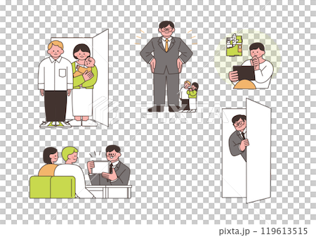 不動産購入や借入について考えている人物のセット 119613515