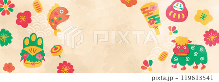 縁起物のお正月背景テンプレート 119613541