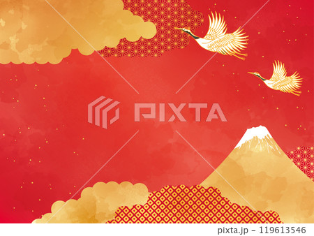 赤色の水彩タッチ和柄背景 赤色の水彩タッチ和柄背景 119613546