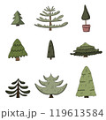 hand drawn Christmas and New year trees. 119613584