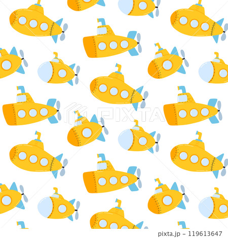 KIds pattern with a submarine. Simple seamless pattern with a submarine. Vector illustration. 119613647