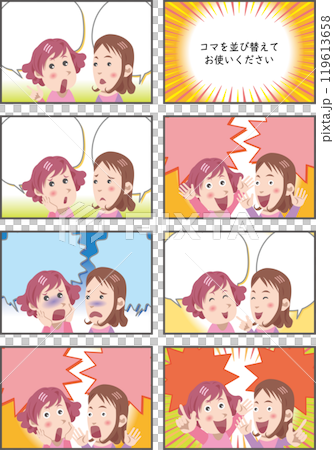 漫畫廣告模板<2位女性(上班族、朋友、家庭主婦)、3格、4格等,框架版面自由> 漫畫廣告模板<2位女性(上班族、朋友、家庭主婦)、3格、4格等,框架版面自由> 119613658