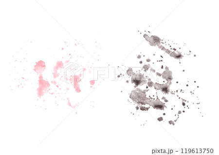 Hand painted watercolor pink and grey abstract spots, splashes brush stroke background. Perfect texture base, template for your creative splashing design, card, paper print. Isolated from background. 119613750