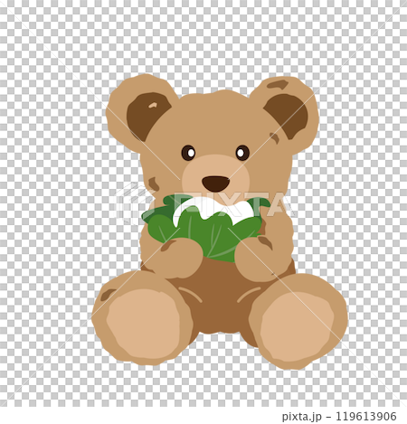 柏餅を食べているクマのぬいぐるみのイラスト 119613906