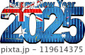 Happy New Year 2025 with Australia flag inside 119614375