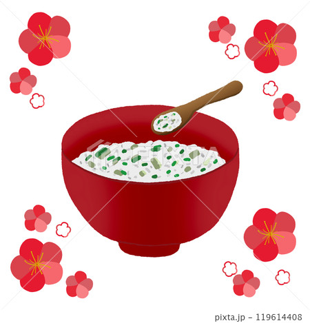 梅の花と七草がゆ 梅の花と七草がゆ 119614408