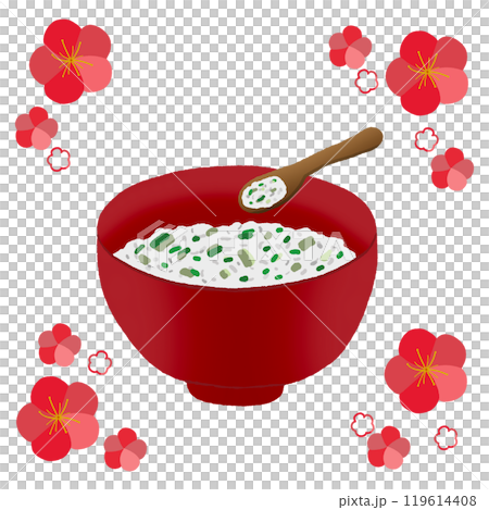 Plum blossoms and seven herbs rice porridge 119614408