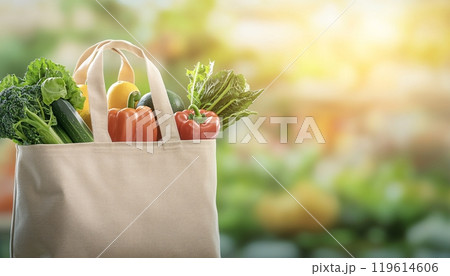 Bio green plants fruits and vegetables with copy space 119614606