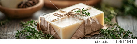 Home made bio green soap 119614641
