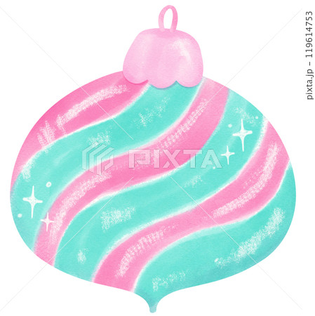 Preppy Coquette Christmas ornament ball with Ribbon Bow watercolor 119614753