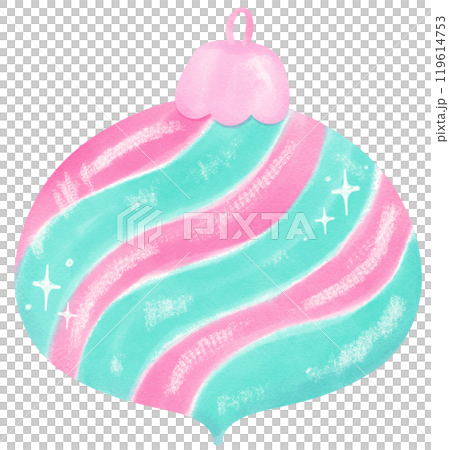 Preppy Coquette Christmas ornament ball with Ribbon Bow watercolor 119614753