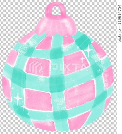 Preppy Coquette Christmas ornament ball with Ribbon Bow watercolor Pastel pink and mint green 119614754