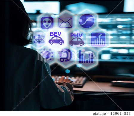 プラグインハイブリッド車 vs 電気自動車　プラグインハイブリッド車を選択 119614832