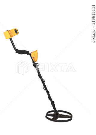 Modern metal detector isolated on white background 119615111