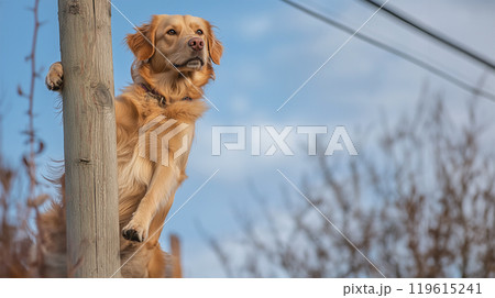 飼い主の帰りを待つ犬 飼い主の帰りを待つ犬 119615241