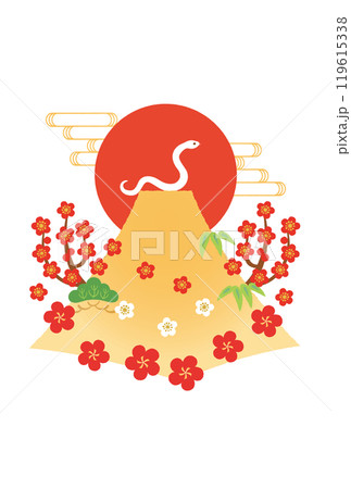 巳年-年賀状テンプレ-き3ベク 巳年-年賀状テンプレ-き3ベク 119615338