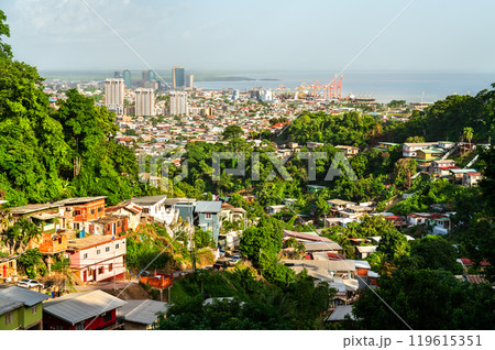 Striking Skyline of Port of Spain, Trinidad and Tobago: A Blend of Modernity and Caribbean Charm 119615351