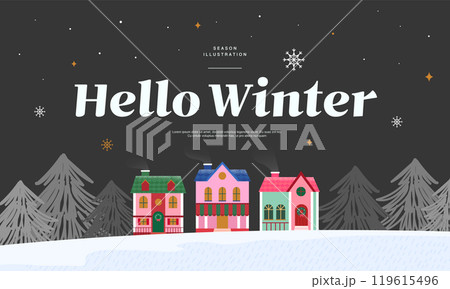 Winter emotional illustration. Web Banner. Pop-up 119615496