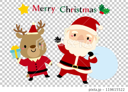 Cute Santa Claus and reindeer Christmas character illustration 01 Cute Santa Claus and reindeer Christmas character illustration 01 119615522