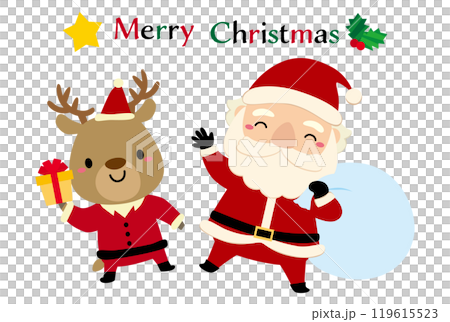 可愛的聖誕老人和馴鹿聖誕人物插畫 02 119615523