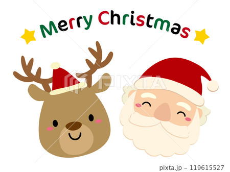 かわいいサンタクロースとトナカイのフェイスイラスト02 かわいいサンタクロースとトナカイのフェイスイラスト02 119615527