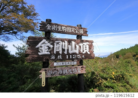 金剛山山頂の看板 119615612