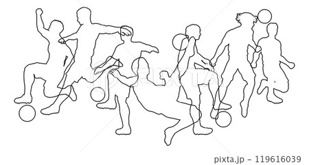 Soccer Football Players Male Men Silhouettes Group 119616039
