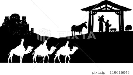 Christmas Nativity Scene Bethlehem Manger Wise Men 119616043