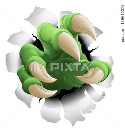 Claw Monster Dinosaur Eagle Dragon Hand Rip Tearのイラスト素材 [119616072] - PIXTA