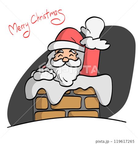 santa claus with hand sign in chimney illustration vector isolated on white background santa claus with hand sign in chimney illustration vector isolated on white background 119617265