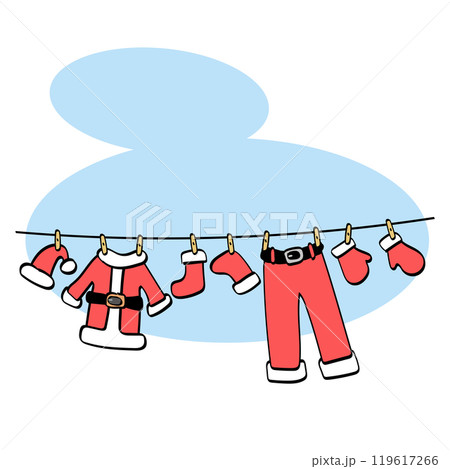 Santa's Clothesline for Christmas card illustration vector isolated on white background Santa's Clothesline for Christmas card illustration vector isolated on white background 119617266