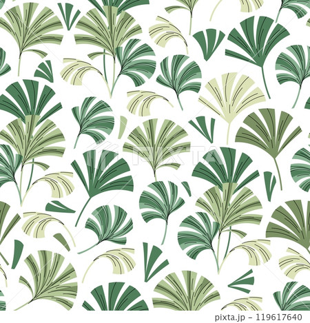 Seamless pattern with tropical leaves in flat style. Endless texture with palm leaves. Botanical background for fabric, wallpaper, wrapping paper, scrapbooking etc Seamless pattern with tropical leaves in flat style. Endless texture with palm leaves. Botanical background for fabric, wallpaper, wrapping paper, scrapbooking etc 119617640