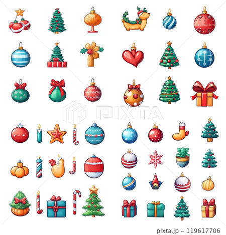 Generative ai illustration of a collection of christmas icons. 119617706
