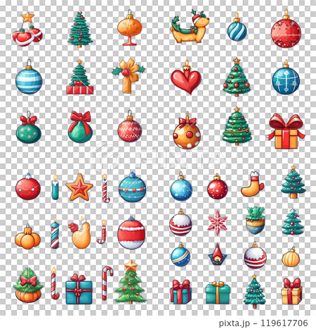 Generative ai illustration of a collection of christmas icons. 119617706