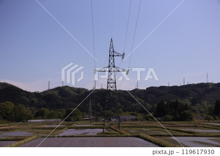 送電線のある風景 送電線のある風景 119617930