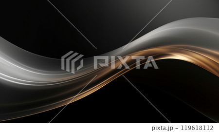 Silver gold abstract background with lines, stripes. Wavy text area for card, banner, flyer, design 119618112